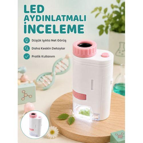 Çocuklar İçin Taşınabilir Bilim Mikroskobu 80x-200x Büyütme Ve Led Aydınlatma