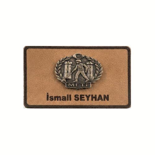 METİ Deri İsimlik - Metal Rozetli - Arkası Cırtlı