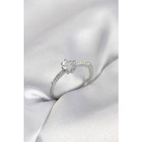 Tek Taş Model Gümüş Renk Zirkon Taşlı Kadın Yüzük