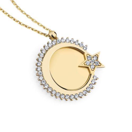 14 Ayar Altın Ay Yıldız Kolye HSM10035