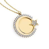 14 Ayar Altın Ay Yıldız Kolye HSM10035