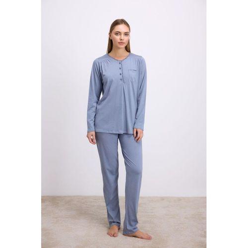 Modal Pamuklu Uzun Kollu Düğmeli 2'li Pijama Takımı