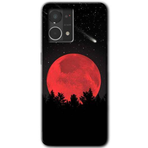 Oppo Reno 7 4G Kılıf HD Desen Baskılı Arka Kapak - Kanlı Ay + Kırılmaz Cam