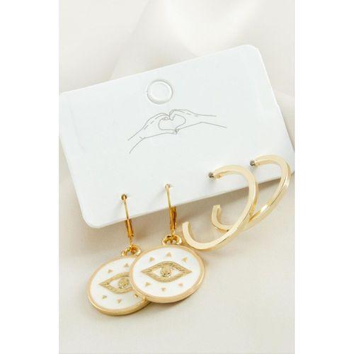 4 Adet Göz Mineli Halka Küpe