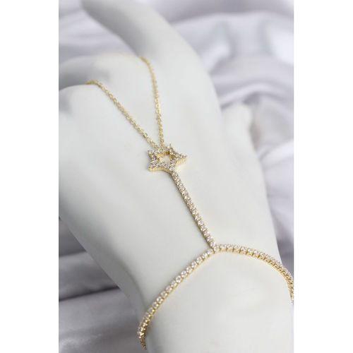 Gold Renk Pirinç Zirkon Taşlı Yıldız Model Şahmeran
