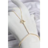 Gold Renk Pirinç Zirkon Taşlı Yıldız Model Şahmeran