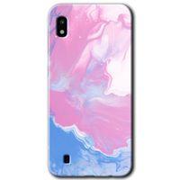 MRCİLETİSİM MRCİLETİSİM Samsung Galaxy A10 Kılıf HD Desen Baskılı Arka Kapak + Temperli Cam - Liquid Lekeler Art