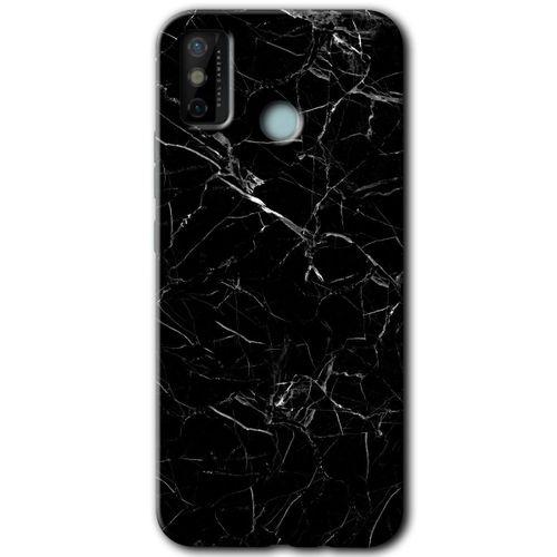 Tecno Spark 6 Go Kılıf HD Desen Baskılı Arka Kapak - Siyah Mermer + Kırılmaz Cam