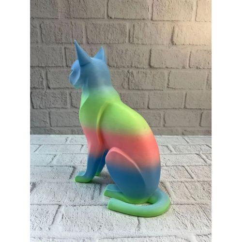 Pastel Rainbow Kedi Figürü Masa Ve Raf Üstü Ev Dekorasyonu