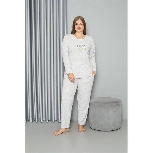 Welsoft Polar Kadın Büyük Beden Pijama Takımı Ekru