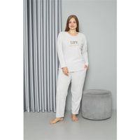 Welsoft Polar Kadın Büyük Beden Pijama Takımı Ekru