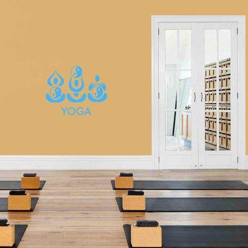 Yoga Duruşları Ve Yin Yanglar Dekoratif Duvar Sticker, Çıkartma, Etiket Mavi