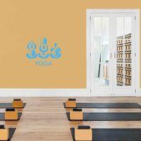 Yoga Duruşları Ve Yin Yanglar Dekoratif Duvar Sticker, Çıkartma, Etiket Mavi