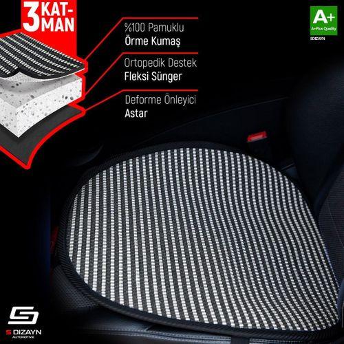 S-Dizayn Oto Koltuk Koruyucu Alt Minder Çizgili Füme Beyaz Universal 2+1 Parça Ön Arka A+ Kalite