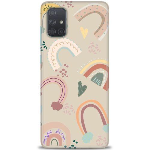 Samsung Galaxy A51 Kılıf HD Baskılı Kılıf - Kahve Gökkuşağı + Tam Ekran Koruyucu