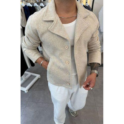 Slimfit Yakalı Düğme Kapamalı Astarsız Yan Cep Kaşe Ceket