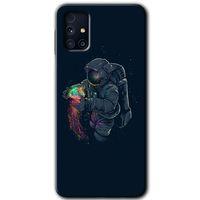 MRCİLETİSİM MRCİLETİSİM Samsung Galaxy M31s Kılıf HD Desen Baskılı Arka Kapak + Temperli Cam - Astronot Kıyafeti