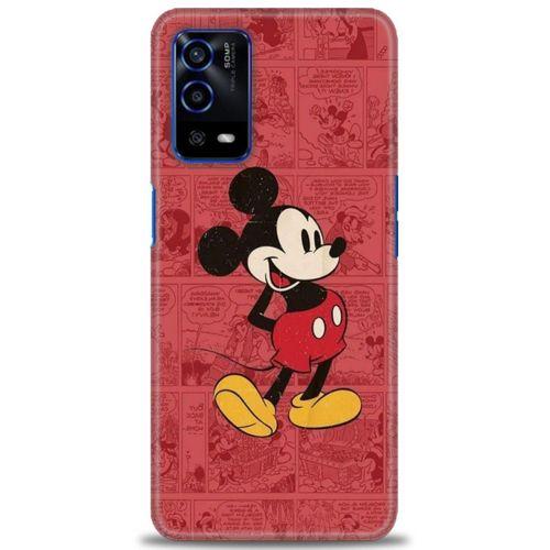 Oppo A55 Kılıf HD Baskılı Kılıf - Kırmızı Mickey + Tam Ekran Koruyucu