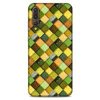 Huawei P20 Pro Kılıf Patchwork (49) Ultra Silikon Kılıf Sarı Yeşil