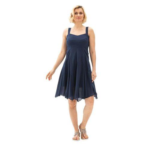 Kolsuz Vual Emel Kısa Yazlık Elbise Lacivert Lcvt