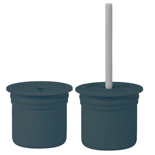OiOi OiOi Ham+Hüp Pipetli Silikon Bardak Seti Deep Blue / Powder Grey