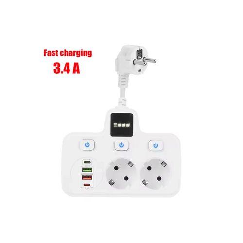 Vtn-503 Akım Korumalı Duvar Tipi Priz 2x Usb 2x Priz Typce 20w