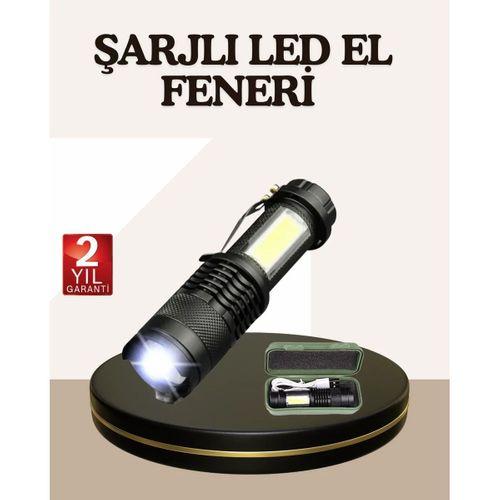 Küçük Boy Şarjlı Led El Feneri Taşınabilir Klipsli