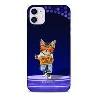 Apple Iphone 11 Kılıf FunnyMaX (42) Rugged Armor Kılıf Kedili Mor