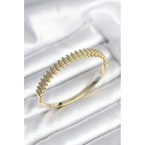 Gold Renk Zirkon Taşlı Pirinç Kadın Kelepçe