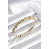 Gold Renk Zirkon Taşlı Pirinç Kadın Kelepçe