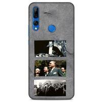 Huawei Y9 Prime 2019 Kılıf Atatürk (12) Koruyucu Silikon Gri