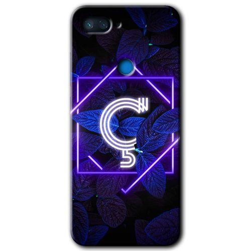 Xiaomi Mi 8 Lite Kılıf HD Desen Baskılı Arka Kapak - Dark Neon Yaprak Ç Harfi + Kırılmaz Cam