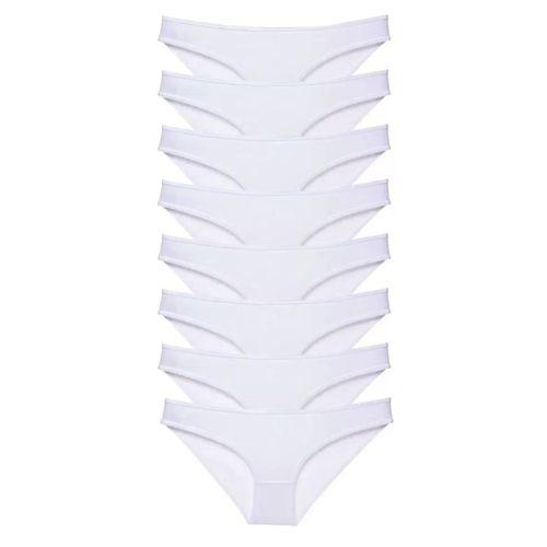 8 Adet Süper Eko Set Likralı Kadın Slip Külot Beyaz