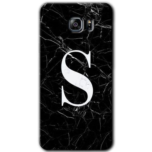 Potkal Hediye Fabrikası Samsung Galaxy Note 5 HD Baskılı Kılıf + 9D Tam Ekran Koruyucu - Siyah Mermer Desenli S Harfi