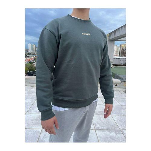 Brigade  Baskılı Bisiklet Yaka Oversize Sweatshirt-Antrasit
