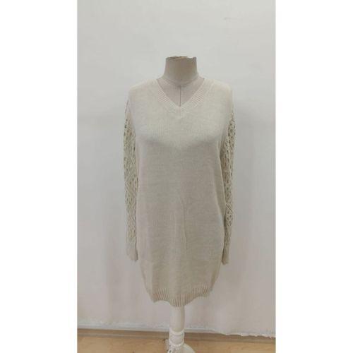 Kadın Uzun Kollu V Yakalı Mini Triko Elbise