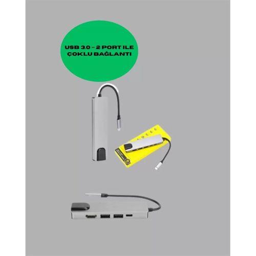 Type‑c Dönüştürücü – 2×usb3.0, Sd/ms, 4k Hdmı & Rj45 İle Profesyonel Kullanım