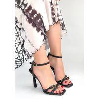 Juste Siyah Rugan Topuklu Bilekten Kemerli Ayakkabı