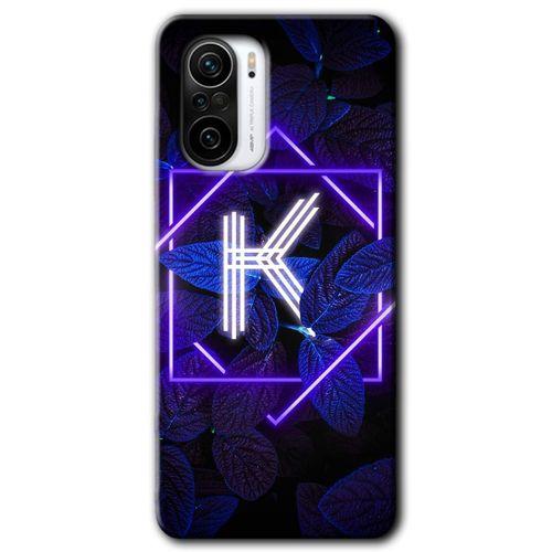 Redmi Mi11i Kılıf HD Desen Baskılı Arka Kapak - Dark Neon Yaprak K Harfi