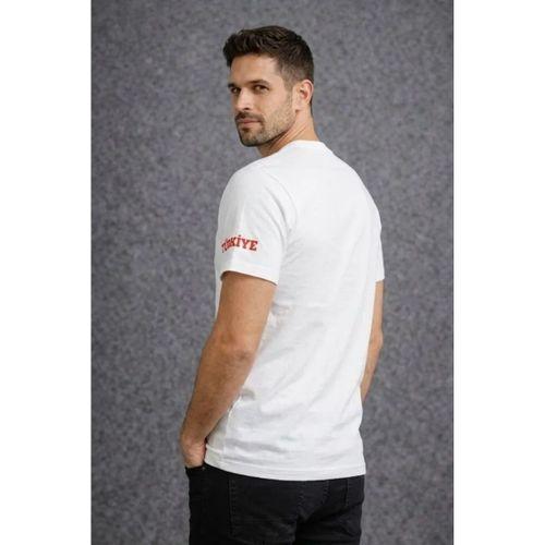 Erkek TÜRKİYE Baskılı Tişört 2026 Dünya Kupası Taraftar Forma T-Shirt - Beyaz