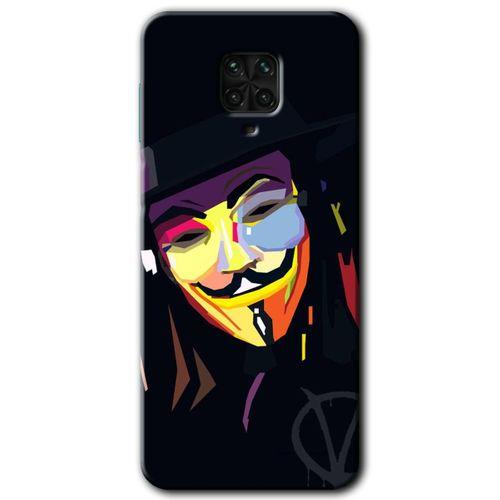 MRCİLETİSİM Xiaomi Redmi Note 9 Pro Kılıf Baskılı Kapak - Vendetta + 5D Tam Kaplayan Cam