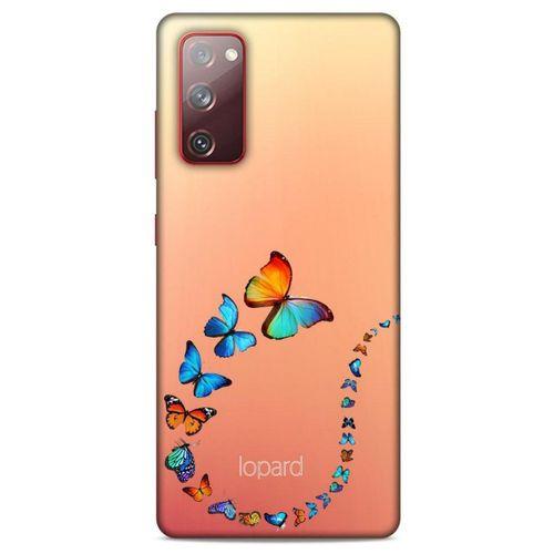 Samsung Galaxy S20 Fe Kılıf Kelebek Etkisi (47) Crystal Flex Kılıf Fuşya Sarı