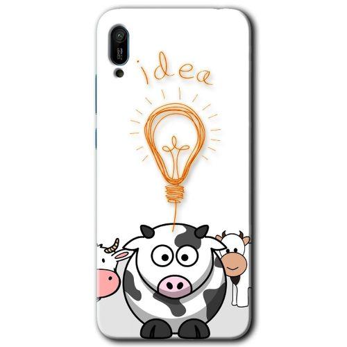 Huawei Y6 2019 Kılıf HD Desen Baskılı Arka Kapak + Temperli Cam - İdea Lamp