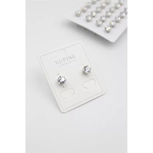 Büyük Boy Zirkon Taşlı Tektaş  Küpe - Gümüş