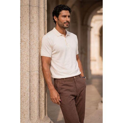 Newman Regular Fit Düğmeli Polo Yaka Viskon Triko Erkek T-Shirt - Ekru