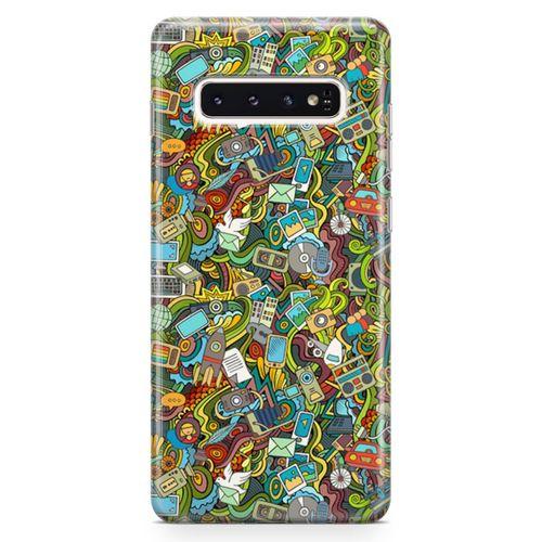 Samsung Galaxy S10 Plus Kılıf Doodle Bilgisayar Cep Telefonu Arka Kapak Koruma Desenli Full