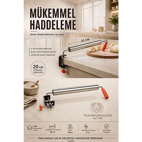 Endüstriyel Mantımatik 20 cm  Masaya Sabitlenebilir Merdane Mantı Börek Pizza Hamur Açma Makinesi Oklavası Rulmanlı 723417