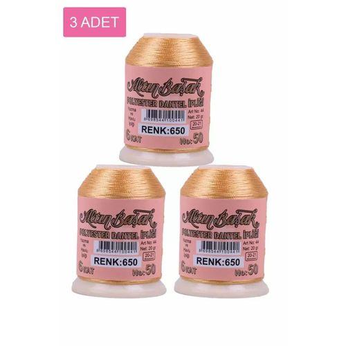 3 Adet Altınbaşak Oya ve Dantel İpi 20 gr - Royaleks - No: 650