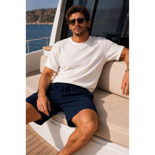 Mann Relax Fit %100 Pamuk Meridian Kumaş Basic Erkek Şort - Lacivert