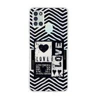 Samsung A21S Black Love Premium Şeffaf Silikon Kılıf